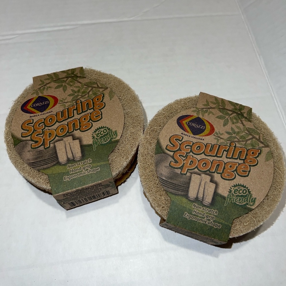 Eco-Friendly Scouring Sponge Set Non-Scratch Hand-Grip | Natural Fiber (2 Pack)